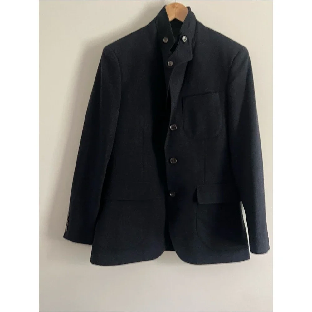 J.Crew Ludlow Subalpino Italy Wool Cotton Blazer Size 36S Blue Sport Coat